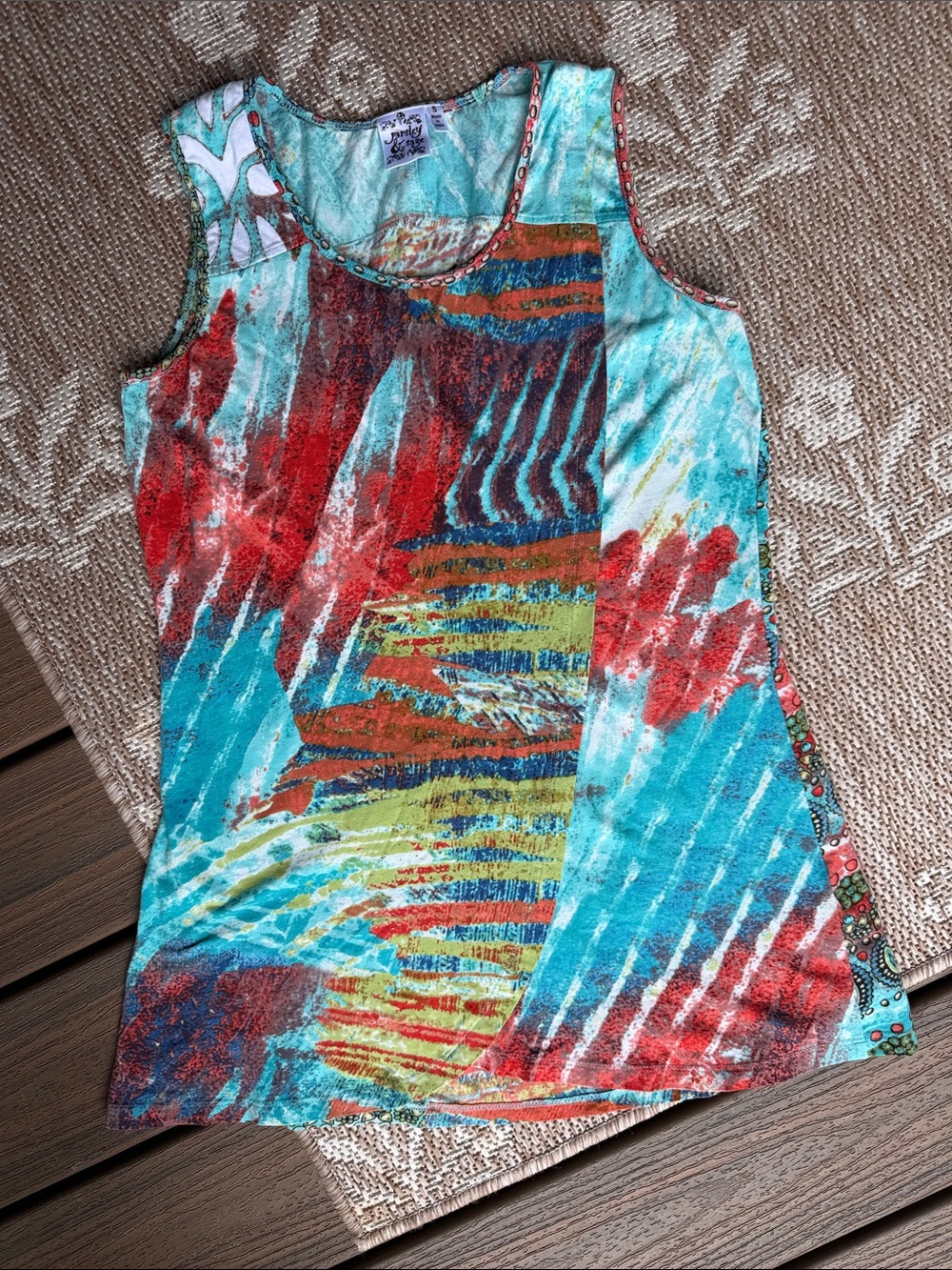 Parsley & Sage Turquoise Tie-Dye Tank Top